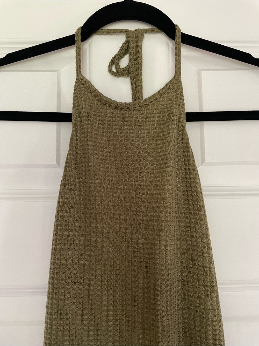 Knit Halter Maxi Dress in Olive